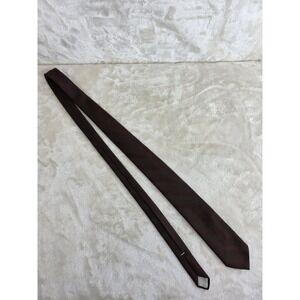 Vintage Halston Mens Necktie Brown Diagonal Striped‎ Tonal Signature Silk Blend